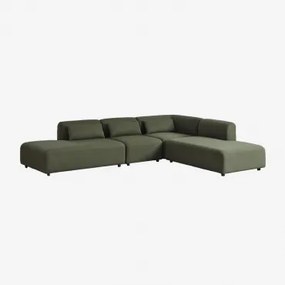 Sofá Modular De Canto Em L De 4 Peças Com Duplo Divã Fogler Tecido Pele De Borrego Verde Sálvia - Sklum