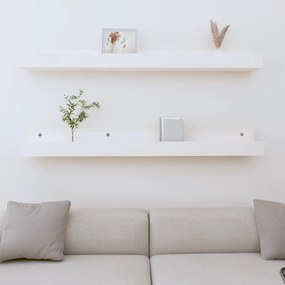 vidaXL Prateleiras de parede 2 pcs 110x12x9 cm pinho maciço branco