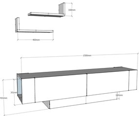 Móvel TV Matera – Nogueira e Branco – 150 x 41,6 x 31,5 cm