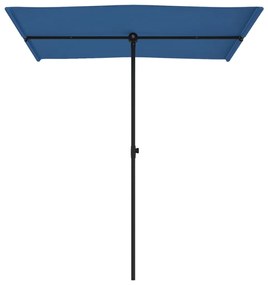 Guarda-sol de jardim com poste alumínio 180x110 cm azul-ciano