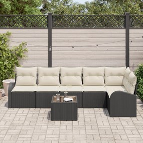 Conjunto de Sofás de Jardim de 6 Peças com Almofadas de Rattan Poliést