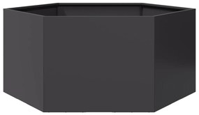 vidaXL Vaso/floreira de jardim hexagonal 104x90x45 cm aço preto