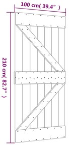 Porta de correr c/ ferragens 100x210 cm madeira de pinho maciça