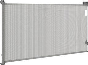 Barreira retrátil para cães, largura 149 cm, bloqueio automático - cinzenta