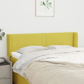 vidaXL Cabeceira de cama c/ abas tecido 147x16x78/88 cm verde