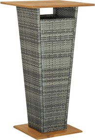 vidaXL Mesa de bar 60x60x110 cm vime PE e acácia maciça cinzento