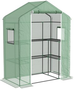 Estufa de Jardim Estufa com 1 Porta 2 Janelas e Prateleiras de 2 Nívei