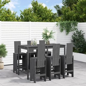 7 pcs conjunto de bar para jardim pinho maciço cinzento