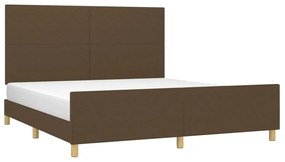 Estrutura de cama sem colchão 160x200 cm tecido castanho-escuro