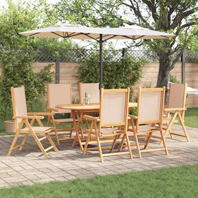 vidaXL Conjunto de Jantar de Jardim Manual 7 pcs Bege 6-Pessoas