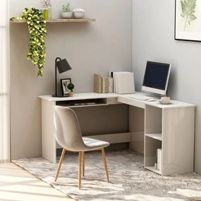 vidaXL Secretária de canto forma L 120x140x75 cm contraplacado branco