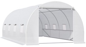 Outsunny Estufa Túnel 595x300x200 cm 8 Janelas Cobertura Polietileno Cultivo Plantas Jardim Branco | Aosom Portugal