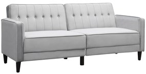 HOMCOM Sofá de 2 Lugares Convertível em Cama Estofado Aveludado com Encosto Ajustável e Pés de Madeira para Sala de Estar Escritório 189x81x83,5cm Cinza