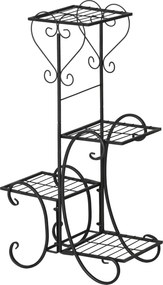 Outsunny Suporte para Plantas Estante de Metal 4 Níveis Escada para Flores Interior e Exterior Jardim Varanda Preto 45 x 24,5 x 80 cm | Aosom Portugal