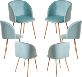 Pack 6 Cadeiras Velt Veludo - Azul claro