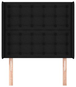 Cabeceira de cama c/ abas tecido 83x16x118/128 cm preto