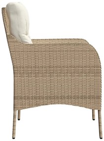 Cadeiras de jardim com almofadões 2 pcs vime PE bege