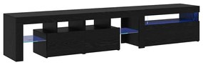 Armários para TV vidaXL 2 pcs com Luzes LED Carvalho Preto Madeira Eng