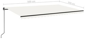Toldo retrátil manual 500x350 cm cor creme
