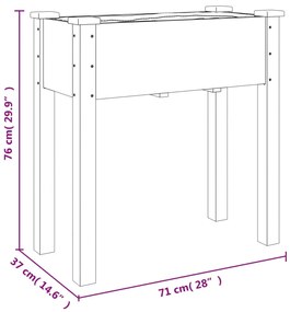 Floreira c/ forro e rodas 71x37x80 cm abeto maciço cinzento