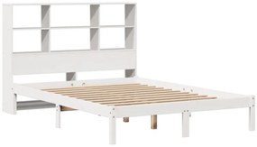 Cama com estante sem colchão 160x200 cm pinho maciço branco