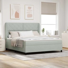 Cama Box Spring vidaXL com Colchão Cinza Claro 180x200 cm Veludo