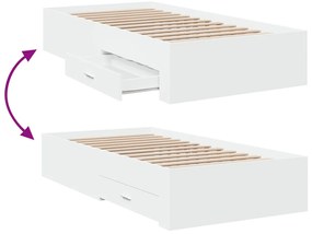 Estrutura de cama c/ gavetas 100x200cm derivados madeira branco