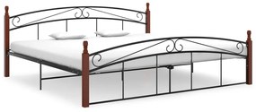 vidaXL Estrutura de cama 200x200cm metal/madeira carvalho maciça preto