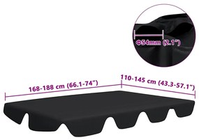 Toldo suplente baloiço jardim 188/168x145/110 cm preto