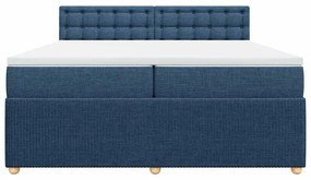 Cama com molas/colchão 200x200 cm tecido azul