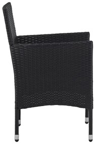 3 pcs conjunto de jantar para jardim preto