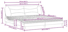 Cama com colchão 200x200 cm tecido cinzento-acastanhado