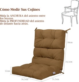 Almofada para Cadeira de Encosto Alto, 56,5 x 51,5 x 64,5 cm (CADEIRA NÃO INCLUIDA), Altura do Encosto Ajustável, Castanho