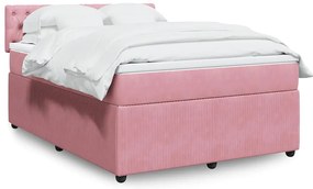 vidaXL Cama com molas/colchão 160x200 cm veludo rosa