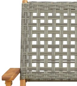 3 pcs conjunto de bistrô vime PE e madeira maciça cinzento