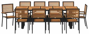 Conjunto de Jantar de Jardim vidaXL 11 Peças Preto Rattan Poliéster Ac