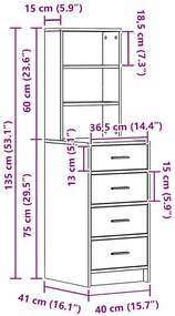 Highboard Madeira Velha 40x41x135 cm Madeira Engenharia