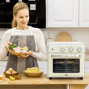 Mini Forno Elétrico de Bancada com Convecção 20 L 1400 W, 7 Funções, 90-230 °C, Temporizador 60 Min, Creme