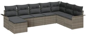Conjunto de Sofá de Jardim vidaXL de 8 Peças com Almofadas Cinza Ratta