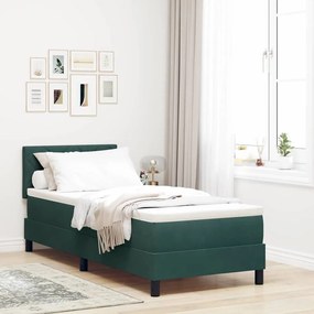 vidaXL Cama Box Spring LED com colchão Verde Escuro 80 x 200 cm Veludo