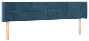 Cabeceira cama c/ luzes LED veludo 183x16x78/88 cm azul-escuro