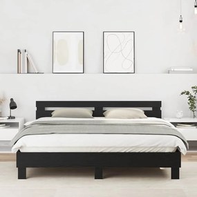 Estrutura da Cama com cabeceira Carvalho Preto 180 x 200 cm