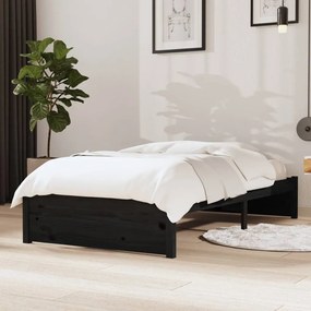 vidaXL Estrutura de cama 100x200 cm madeira maciça preto