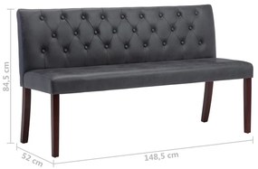 Banco 148,5 cm camurça artificial cinzento