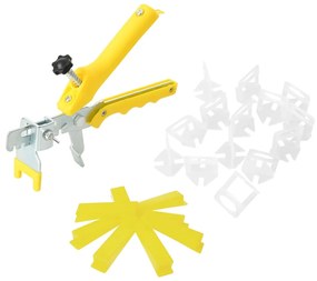 vidaXL Sistema nivelação de ladrilhos 250 cunhas 500 niveladores 1,5mm
