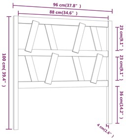 Cabeceira de cama 96x4x100 cm pinho maciço cinzento