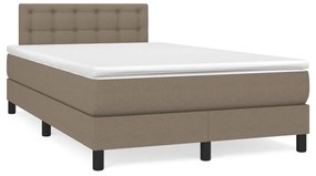 vidaXL Cama box spring colchão/LED 120x190cm tecido cinza-acastanhado
