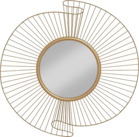 HOMCOM Espelho decorativo redondo 60 cm com fixação a 360°, decoração de parede em metal moderno com detalhes plissados, dourado | Aosom Portugal