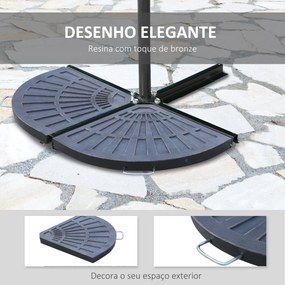 Conjunto de 2 Peças de Base para Chapéu de Sol Excéntrico Suporte para
