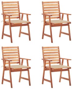 vidaXL Cadeiras de jantar p/ jardim 4 pcs c/ almofadões acácia maciça